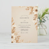 Tan Ethereal Botanical Wedding Kaart (Staand voorkant)