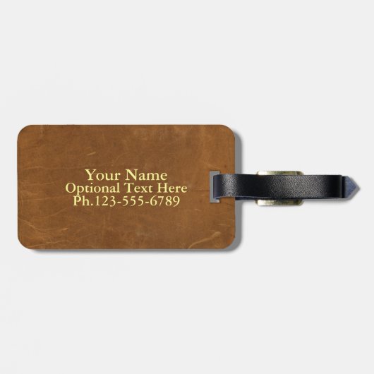 Tan Faux Leather Bagagelabel (Achterkant horizontaal)