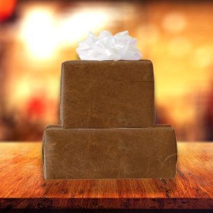 Tan Faux Leather Cadeaupapier