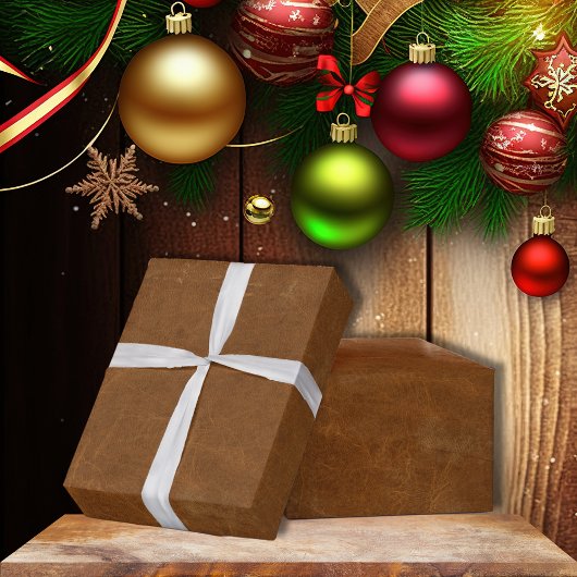 Tan Faux Leather Cadeaupapier