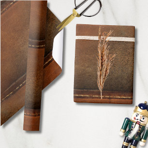 Tan Faux Leather opzadelen Cadeaupapier