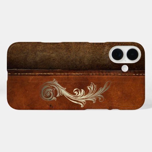 Tan Faux Leather opzadelen Case-Mate iPhone Case (Achterkant (horizontaal))