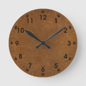 Tan Faux Leather Ronde Klok (Voorkant)