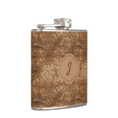 Tan Faux Tooled Leather Vinyl  Heupfles (Rechts)