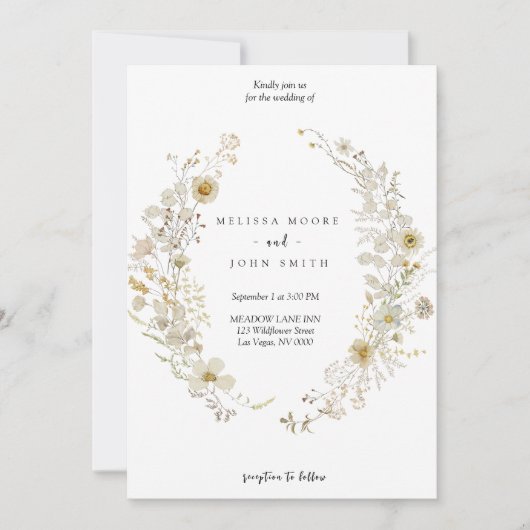 Tan Flora Boho Wildflower Wedding Kaart (Voorkant)