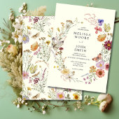 Tan Flora Boho Wildflower Wedding Kaart
