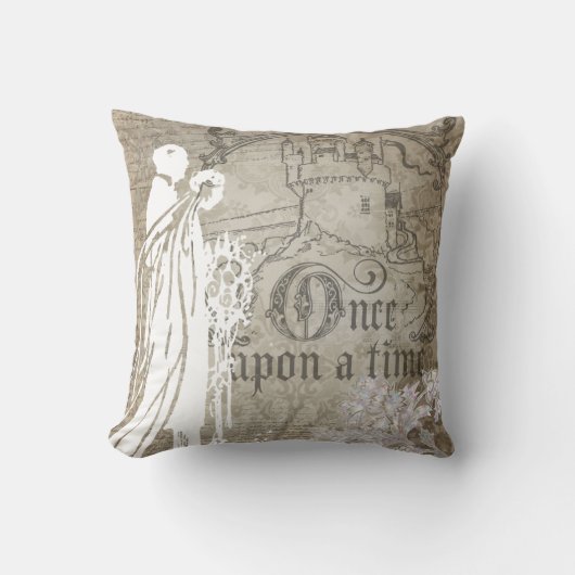 Tan Floral eens op een tijdslang Kussen (Voorkant)