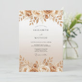 Tan Floral Enchantment Wedding Kaart (Staand voorkant)