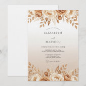 Tan Floral Enchantment Wedding Kaart (Voorkant / Achterkant)