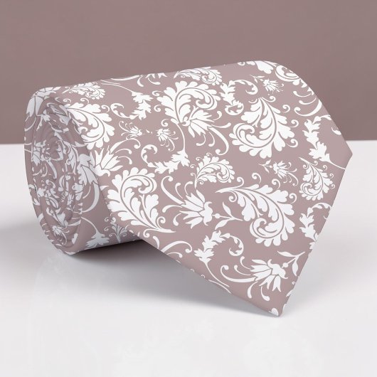 Tan Floral Pattern Custom Necktie Stropdas