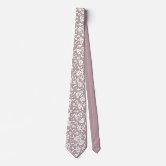 Tan Floral Pattern Custom Necktie Stropdas (Voorkant)
