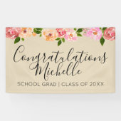 Tan floral rustic afstudeerder party banner (Horizontaal)