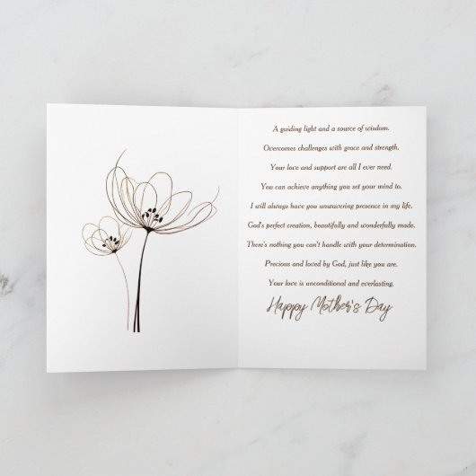 Tan floral scripture custom Moederdag Feestdagen Kaart (Binnen)