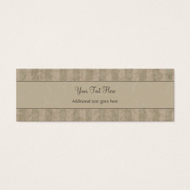 Tan Floral Wisps & Stripes met monogram Mini Visitekaartjes (Voorkant)