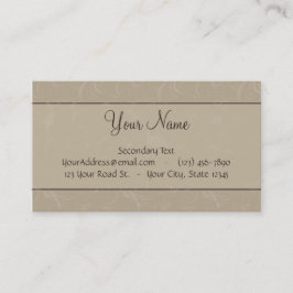 Tan Floral Wisps & Stripes met monogram Visitekaartje
