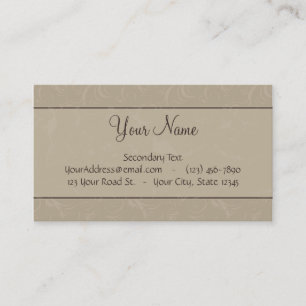 Tan Floral Wisps & Stripes met monogram Visitekaartje