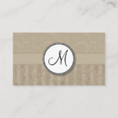 Tan Floral Wisps & Stripes met monogram Visitekaartje (Achterkant)