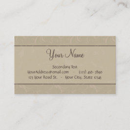 Tan Floral Wisps & Stripes met monogram Visitekaartje