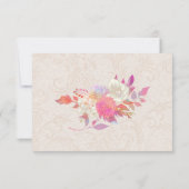 Tan Flourish Damask Wedding RSVP Kaartje (Achterkant)