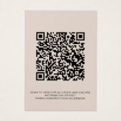 Tan Food Allergy Calorie Information QR Code Kaart (Achterkant)