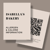 Tan Food Allergy Calorie Information QR Code Kaart