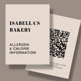 Tan Food Allergy Calorie Information QR Code Kaart