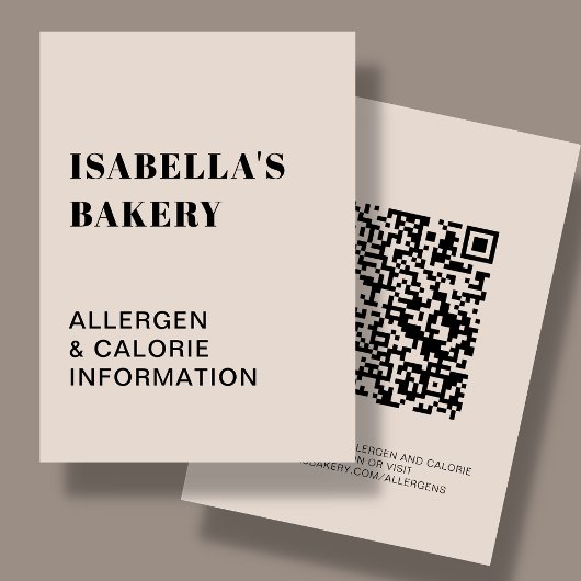 Tan Food Allergy Calorie Information QR Code Kaart