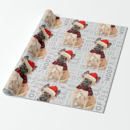 Tan Franse Bulldog Kerst voor Hondenliefhebbers Cadeaupapier