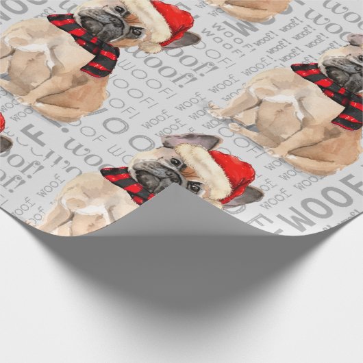 Tan Franse Bulldog Kerst voor Hondenliefhebbers Cadeaupapier (Hoek)
