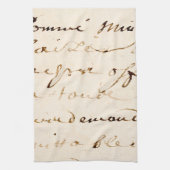  Tan French Letter Script Parchment Theedoek (Verticaal)