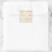  Tan French Letter Script Parchment Vierkante Sticker (Tas)
