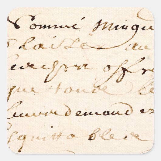  Tan French Letter Script Parchment Vierkante Sticker (Voorkant)