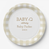 Tan Gingham Baby-Q Circular Plate 2 Papieren Bordje (Voorkant)
