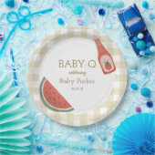 Tan Gingham Baby-Q Circular Plate Papieren Bordje (Feest)