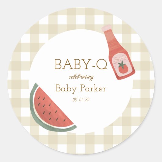 Tan Gingham Baby-Q Sticker (Voorkant)