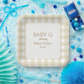 Tan Gingham Baby-Q Vierkante Bord 2 (Feest)