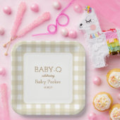 Tan Gingham Baby-Q Vierkante Bord 2 (Feest)