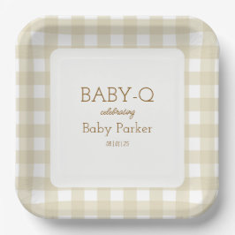 Tan Gingham Baby-Q Vierkante Bord 2