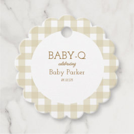 Tan Gingham Baby shower voorkeurtag Bedankjes Labels