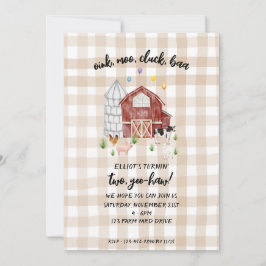 Tan Gingham Farmyard Boerderij Animal Barnyard Bir Kaart