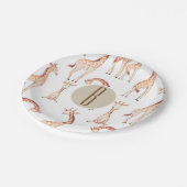 Tan Giraffes Baby shower Monogram Letter Initiaal Papieren Bordje (Gekanteld)