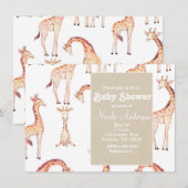 Tan Giraffes & Kraft Safari Whimsical Baby shower Kaart (Voorkant / Achterkant)