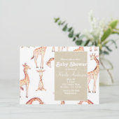 Tan Giraffes & Kraft Safari Whimsical Baby shower Kaart (Staand voorkant)