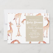 Tan Giraffes & Kraft Safari Whimsical Baby shower Kaart (Voorkant)