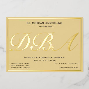 Tan Gold Afstuderen DBA-Afstuderen Folie Uitnodiging