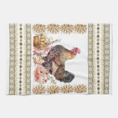  Tan Gold Brown Chicken Hen Slavische Patroon Theedoek (Horizontaal)