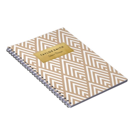 Tan & Gold Chevron Pattern-laptop Notitieboek (Rechterzijde)