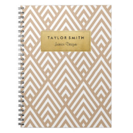 Tan & Gold Chevron Pattern-laptop Notitieboek