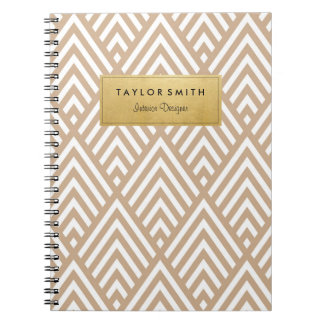 Tan & Gold Chevron Pattern-laptop Notitieboek