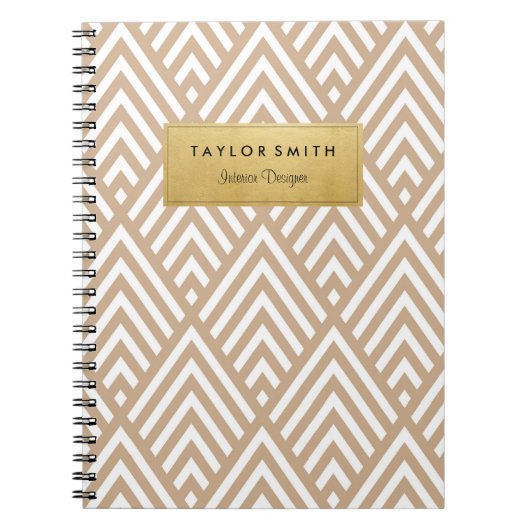 Tan & Gold Chevron Pattern-laptop Notitieboek (Voorkant)
